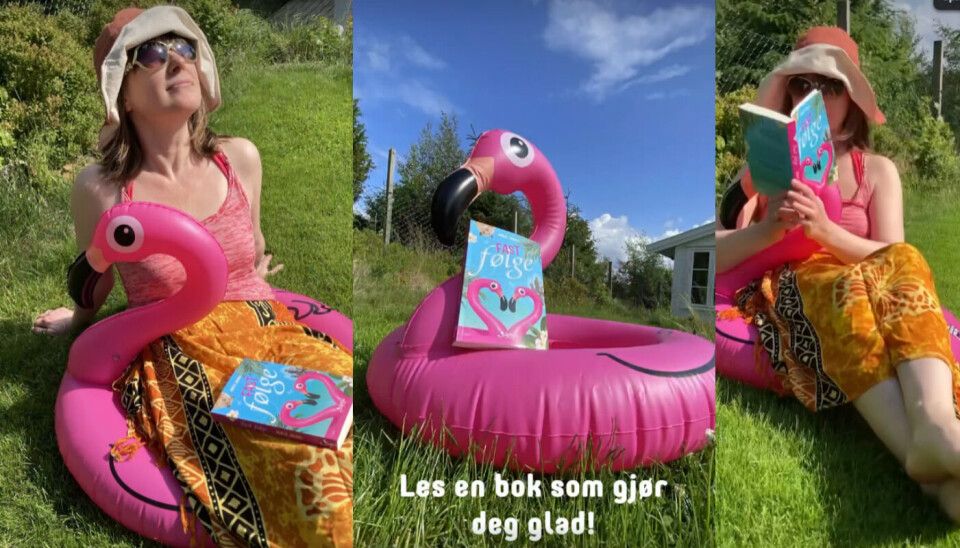 BADEKLAR: Forfatter Adele Jaunn fra Askøy er klar for både boklansering og badesesongen. Hennes romandebut «Fast følge» er både i det humoristiske og romantiske hjørnet.