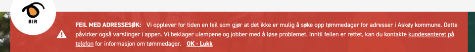FEIL PÅ NETTSIDEN: BIR har nylig hatt tekniske utfordringer med adresseoppslag på Askøy, men dette skal nå stort sett være løst.